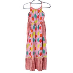 Cat & Jack Girls Maxi Dress‎ Large (10/12) Pink Fruit Print Sleeveless Casual